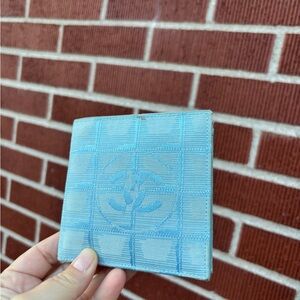 CHANEL travel line Light Blue Wallet with double C